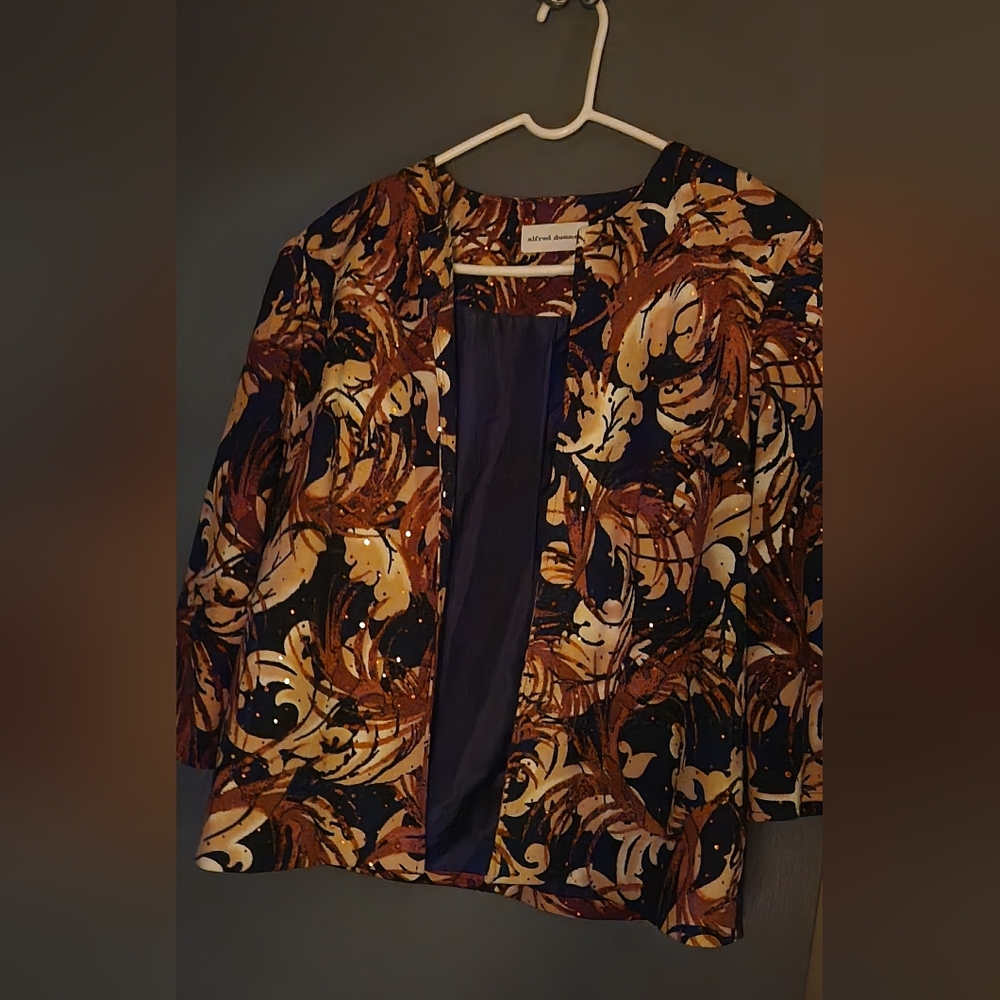 Alfred Dunner Multi Color Blazer Size 12 Festive Great For Holiday Party.